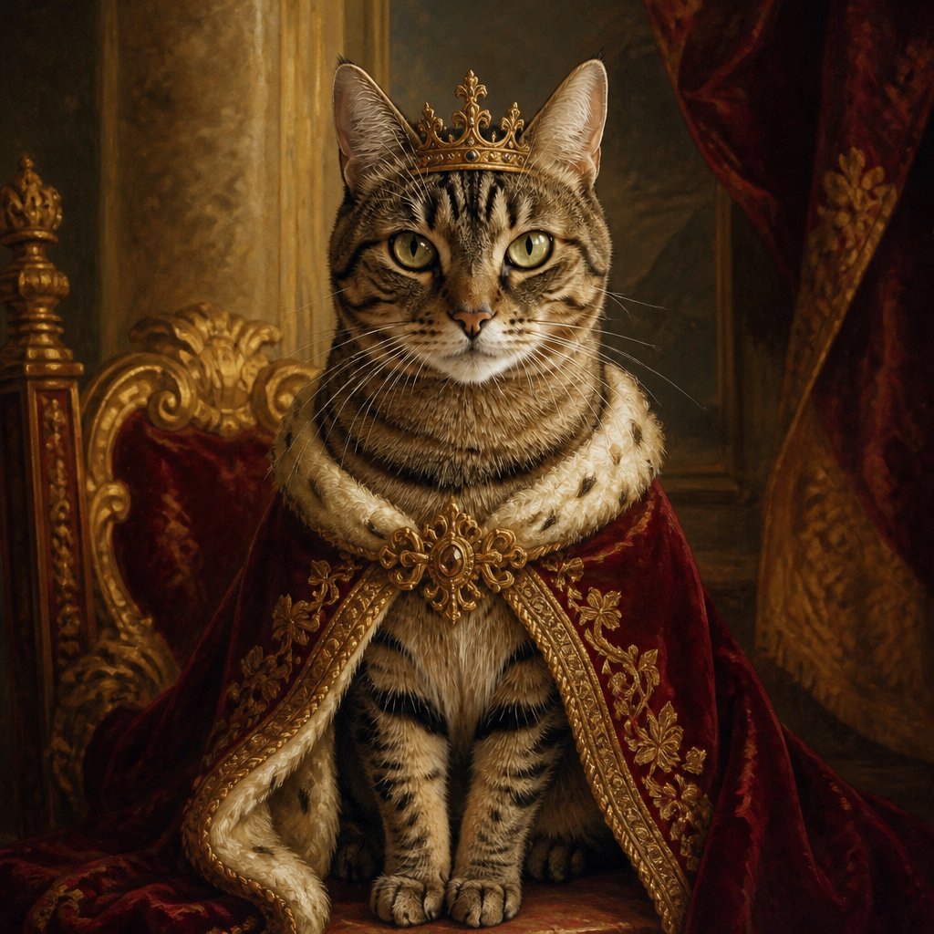The same cat as a Royal portrait made by Petary