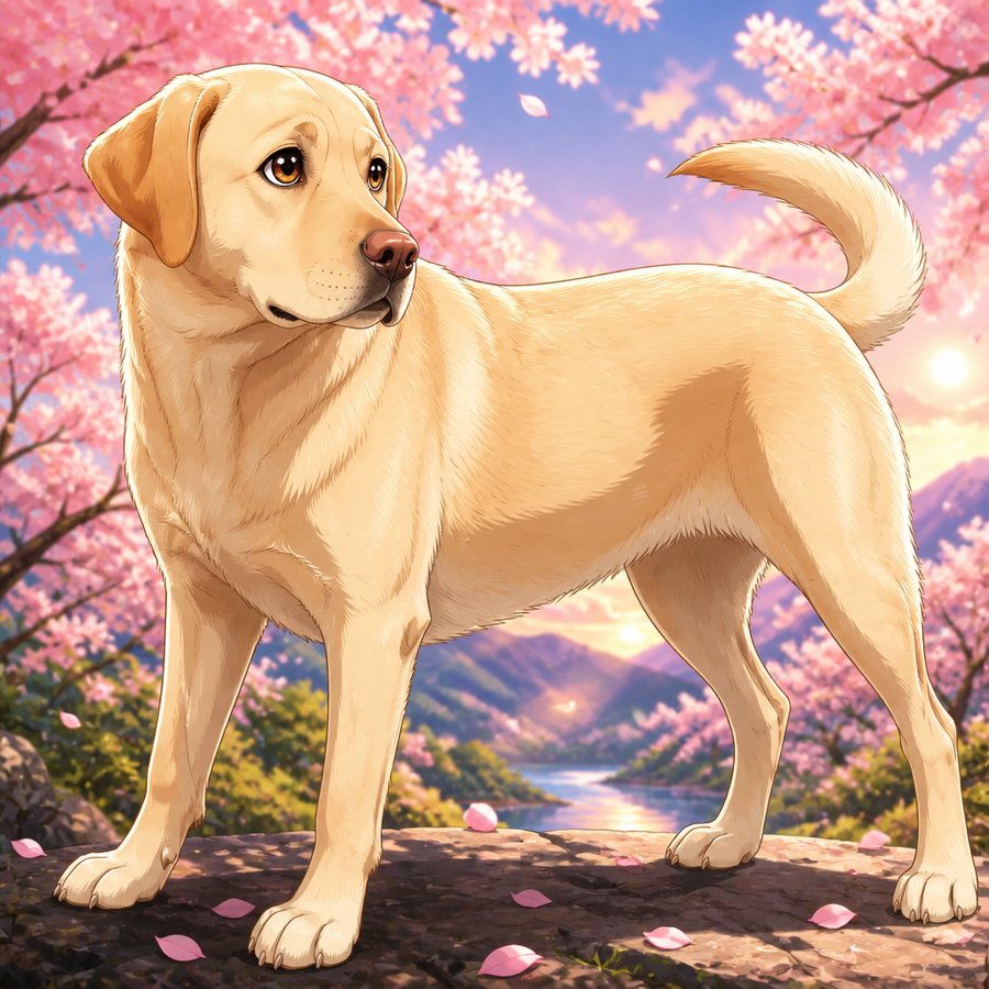 The same dog as a Manga portrait made by Petary