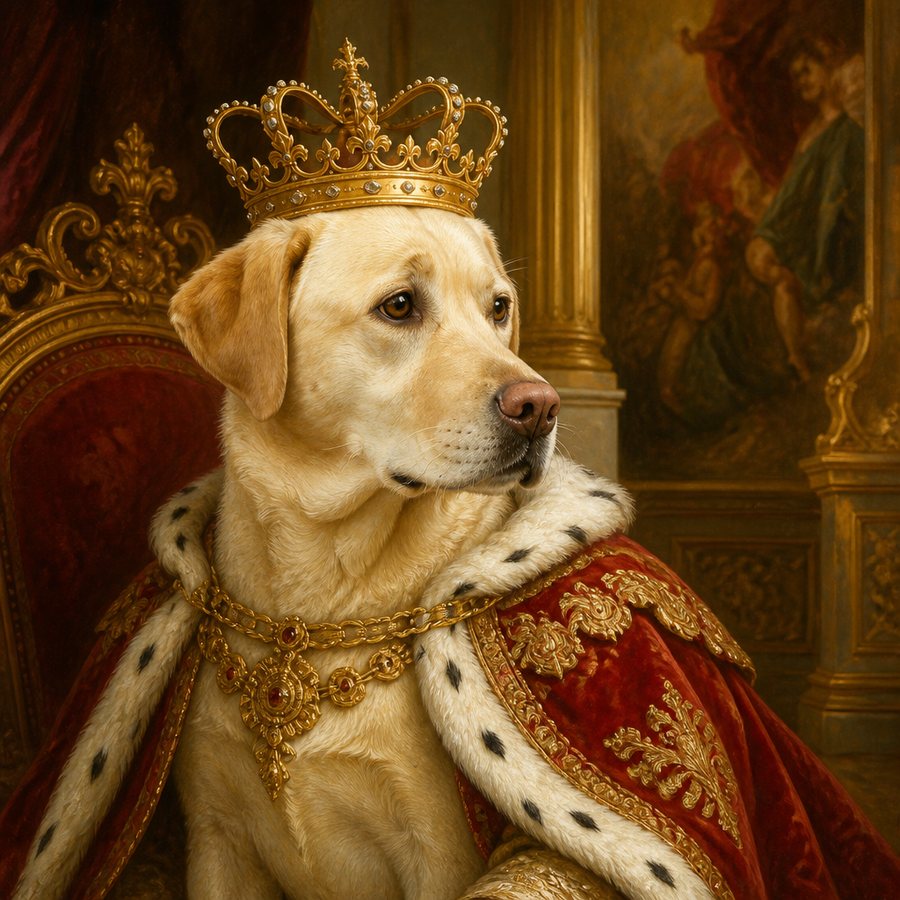 The same dog as a Royal portrait made by Petary